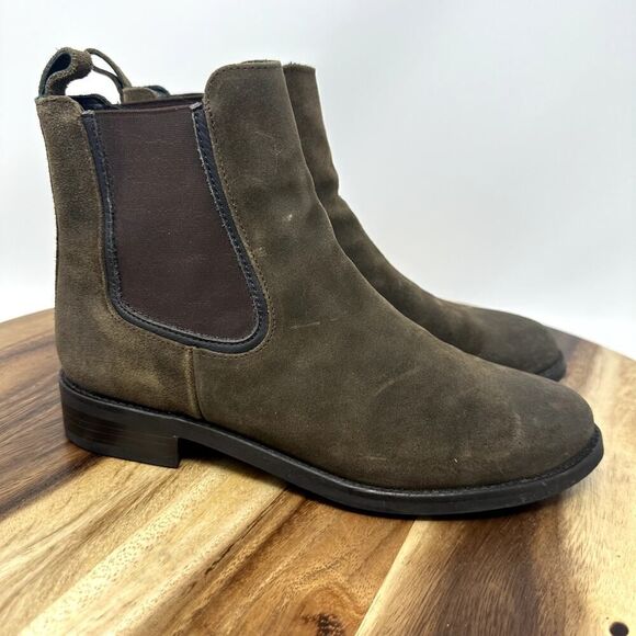 Thursday Boots Duchess Chelsea Ankle Boots Women's Size 7 Dark Olive Suede